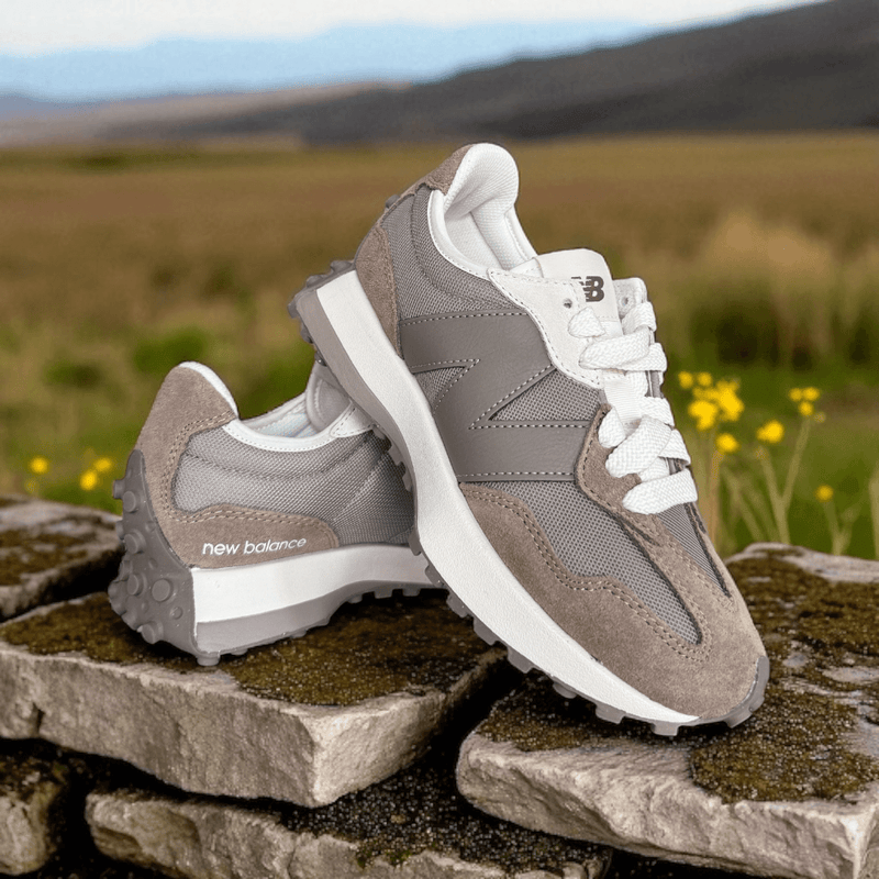 Mens New Balance 327 Mesh Trainers - Mushroom