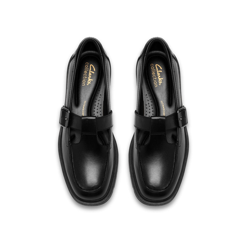 Girls Clarks Lauryl Bar School Shoes - Black