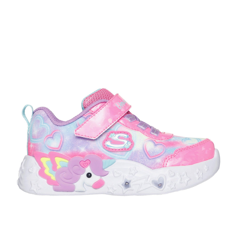 Girls Skechers 303064N Rainbow Hearts Unicorn Charmer Trainer - Infant - Pink