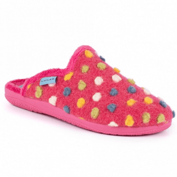 Womens Lunar Montreal Pink Multicolour Spot Mule Slippers - Pink