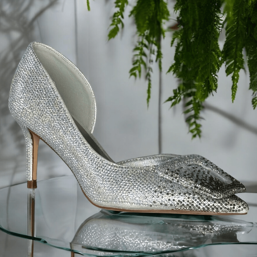 Womens Menbur 25902 Silver Two-Tone Diamante Encrusted Heels