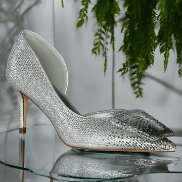 Womens Menbur 25902 Silver Two-Tone Diamante Encrusted Heels - Silver