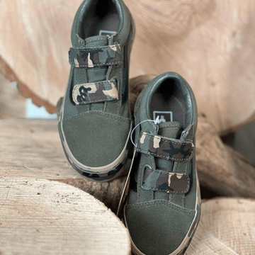 Vans Juniors Old Skool Velcro Trainers - Green/Camo - Green Camo