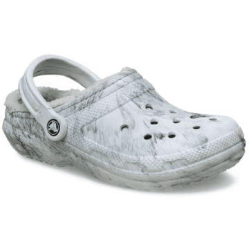 Womens Crocs Classic Lined Watercolour Marbled Clogs - Grey - Marble Grey