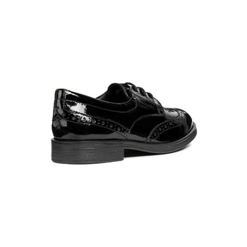 Junior Girls Geox Agata Black Patent School Shoes - Black Patent