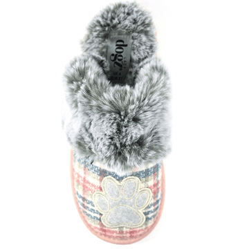 Womens Lazy Dogz Poppy Paw Mule Slipper - Pink