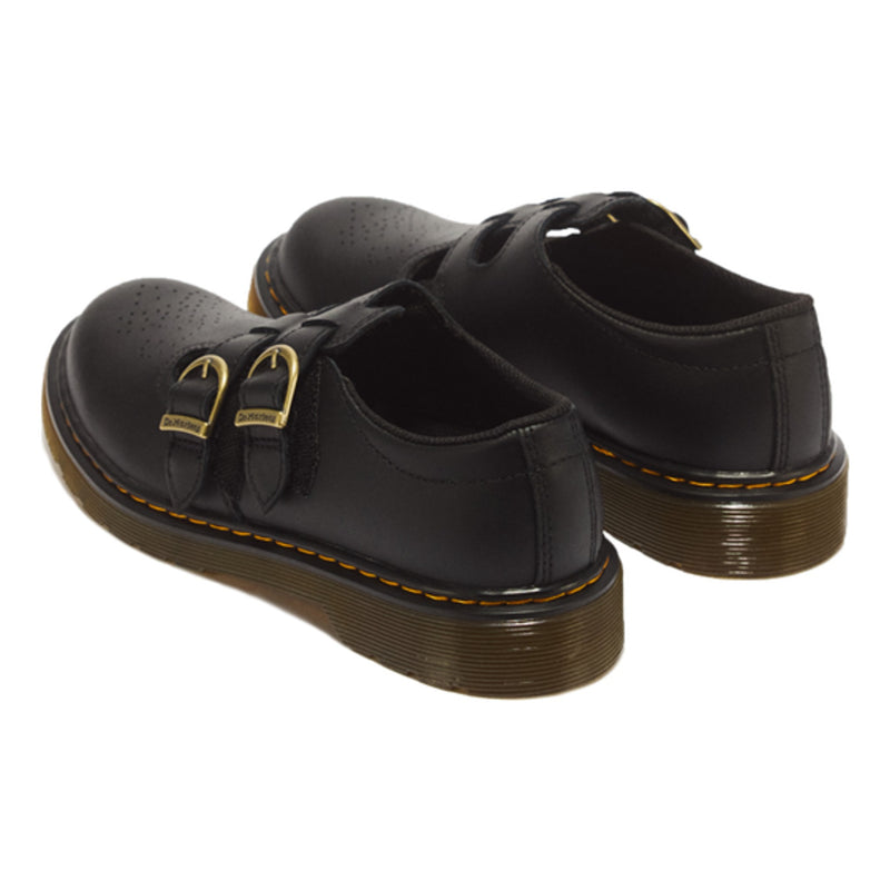 Youth Girls Dr Martens 8065 Softy T Leather Black Mary Jane School Shoes - Black