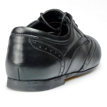 Junior Pod Girls Tina Black Leather Shoes - Black