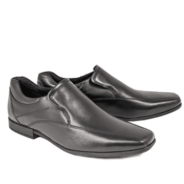 Boys AV8 Keller Black Slip On Shoes - Black Leather