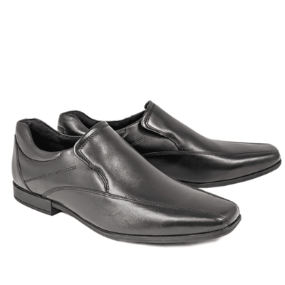 Boys AV8 Keller Black Slip On Shoes - Black Leather