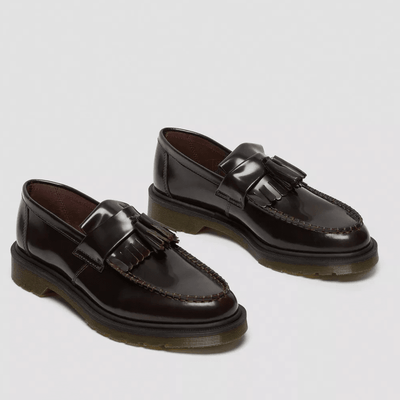 Mens Dr Martens Adrian Arcadia Leather Tassel Loafers- Cherry Red - Red
