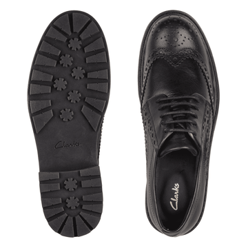 Girls Clarks Orinoco 2 Limit Brogue School Shoe - Black Leather - Black