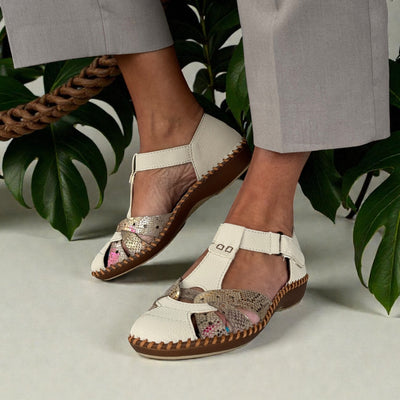 Womens Rieker M1655 Beige Heeled Sandal - Beige Gold