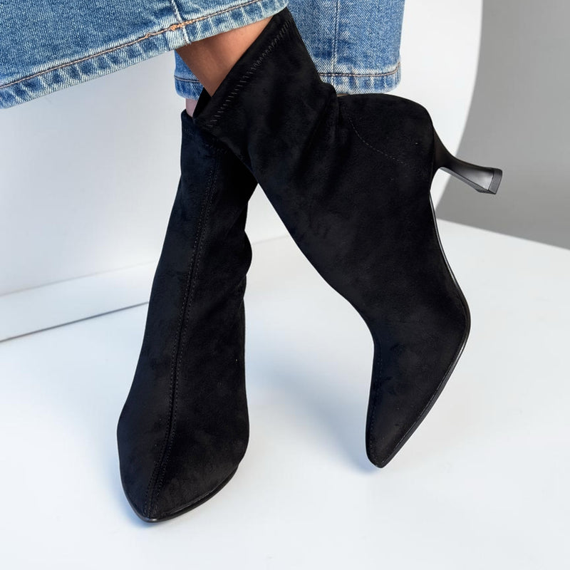 Womens Miss Elastic 78042 Faux Stretch Ankle Boot - Negro