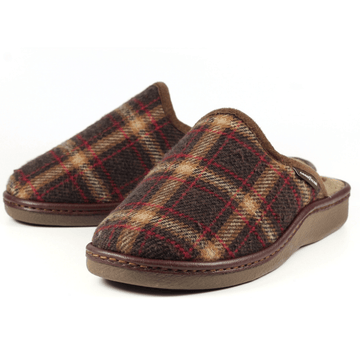 Goodyear Mens Frank Brown Check Mule Slippers - Brown