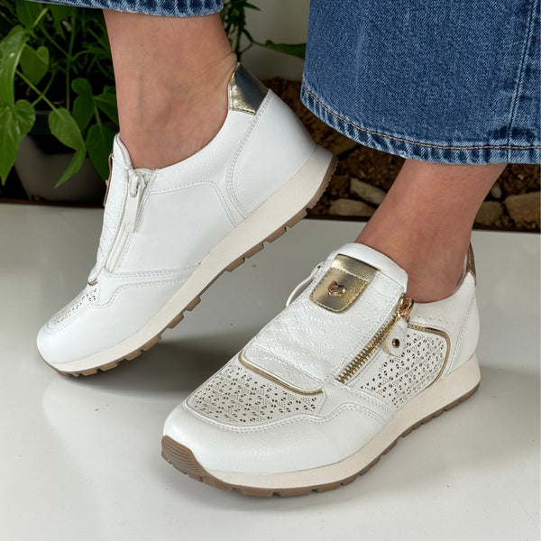 Womens Susst Dizzy Twin Zip Trainers - White