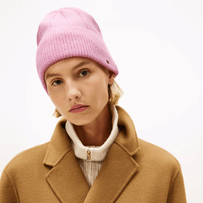 Womens Tommy Hilfiger Flag Fluffy Beanie Hat - Mystic Orchid