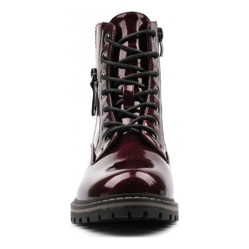 Womens Lunar Allison Patent Ankle Boots - Burgundy