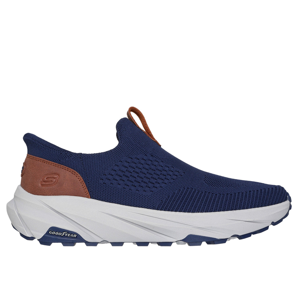 Mens Skechers 211145 Navy Blue, Brown & Grey Knit Conner Shoe