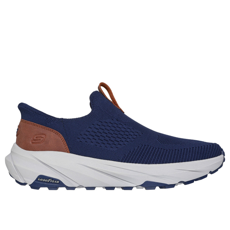 Mens Skechers 211145 Navy Blue, Brown & Grey Knit Conner Shoe - Navy