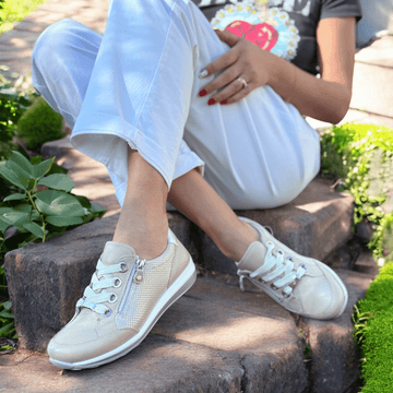 Womens Ara Osaka Side Zip Trainers - Sand