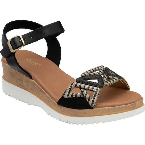 Womens Lotus ULP394 Ariah Wedge Sandals - Black
