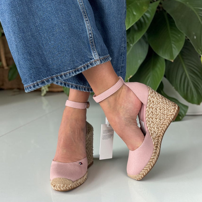 Womens Tommy Hilfiger Foggy Pink Canvas High Wedge Espadrilles - Foggy Pink