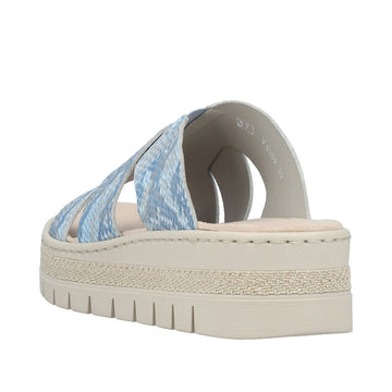 Womens Rieker V4989 Blue Wedge Sandal - Blue
