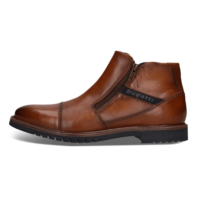 Mens Bugatti 8373Q Cognac Ankle Boots - Cognac