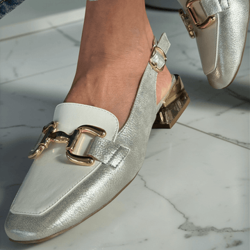 Womens Zanni & Co Diraz Perspex Heel Slingback Loafers - Frosty Cotton