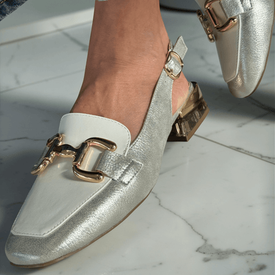 Womens Zanni & Co Diraz Perspex Heel Slingback Loafers - Frosty Cotton