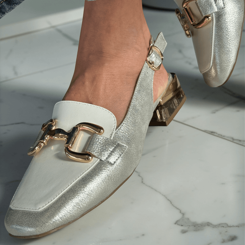 Womens Zanni & Co Diraz Perspex Heel Slingback Loafers - Frosty Cotton