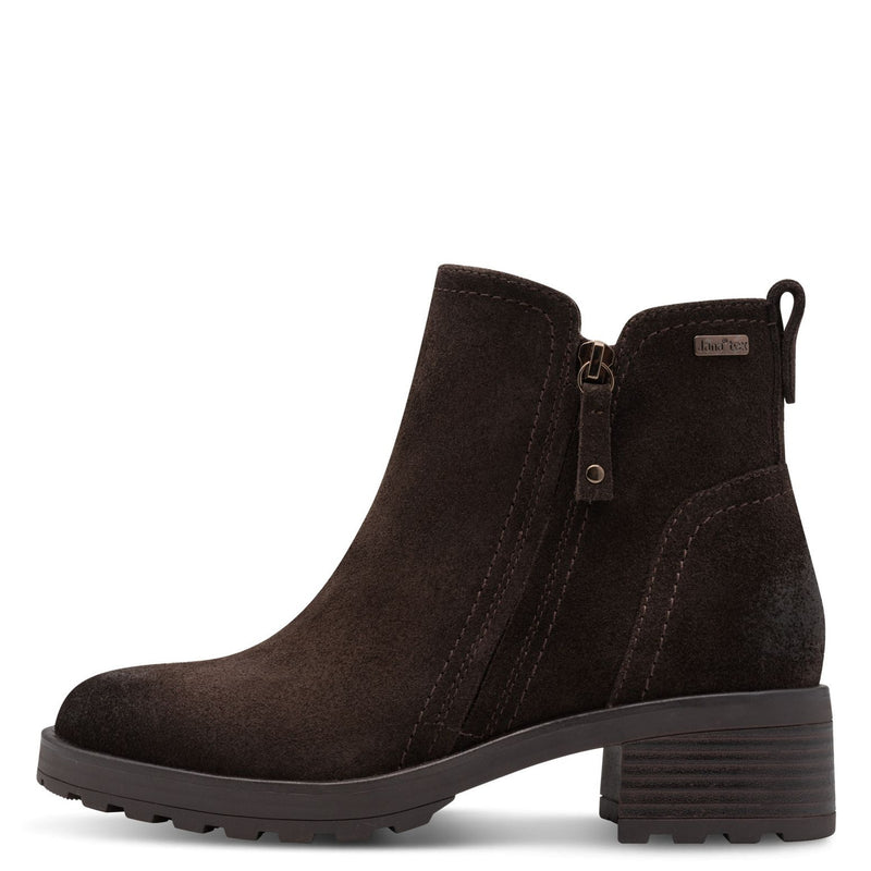 Womens Jana 25711 Side Zip Ankle Boots - Mocca Suede