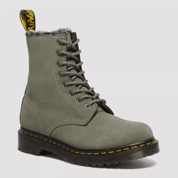 Womens Dr Martens 1460 Serena Faux Fur Lined Nubuck Boots - Nickel Grey - Nickel Grey