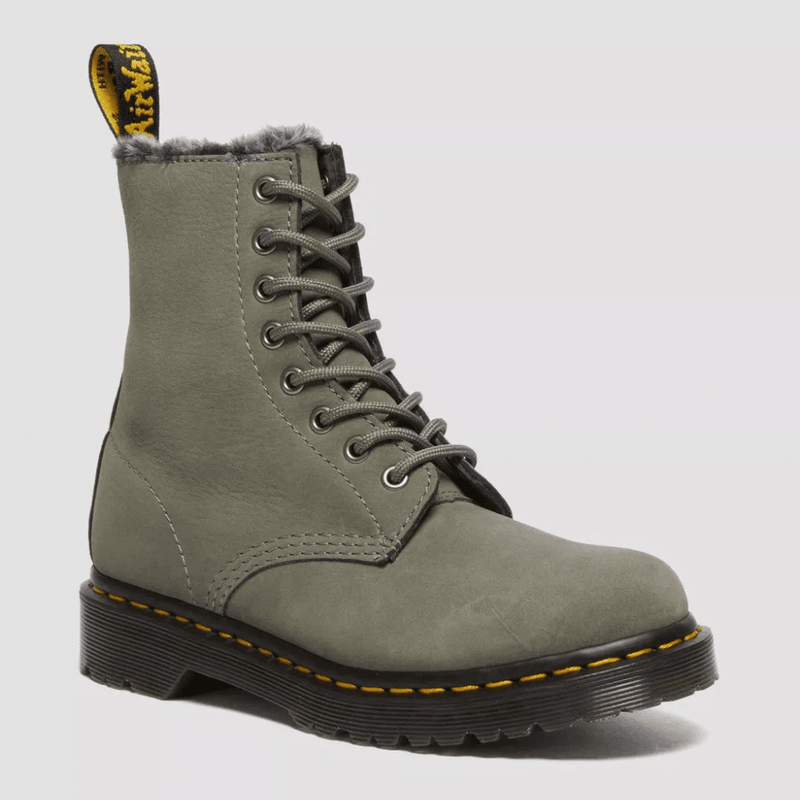 Womens Dr Martens 1460 Serena Faux Fur Lined Nubuck Boots - Nickel Grey - Nickel Grey
