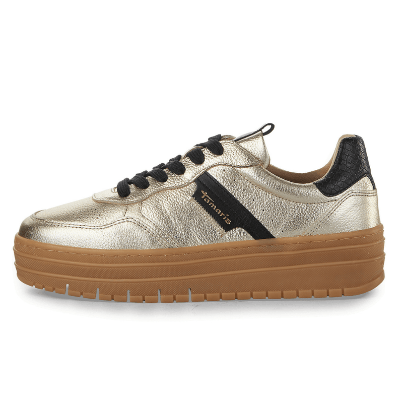 Womens Tamaris 23773 Gold Platform Trainers - Gold