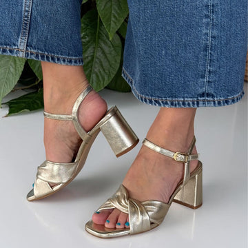 Womens Unisa Medway Platino Heeled Sandals - Platino Gold