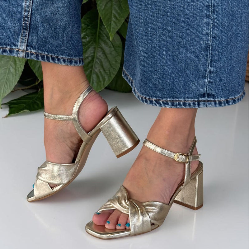 Womens Unisa Medway Platino Heeled Sandals - Platino Gold