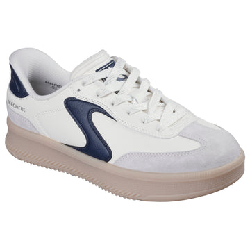 Womens Skechers 185460 Off White Duraleather & Suede Overlay Lace-Up Hotshot Hi Slip-Ins - Off White