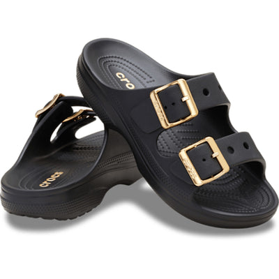 Womens Crocs 213316 Buckle Saturday Metallic Sandals - Black