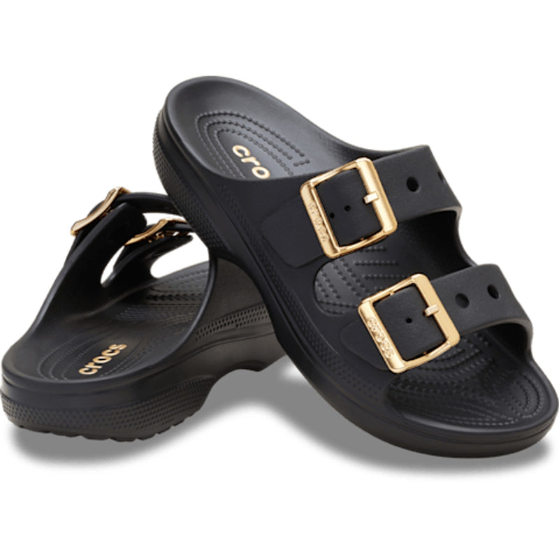 Womens Crocs 213316 Buckle Saturday Metallic Sandals - Black