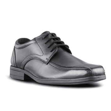 Term Edward Lace Up Boys School Shoes - Black Leather - Black
