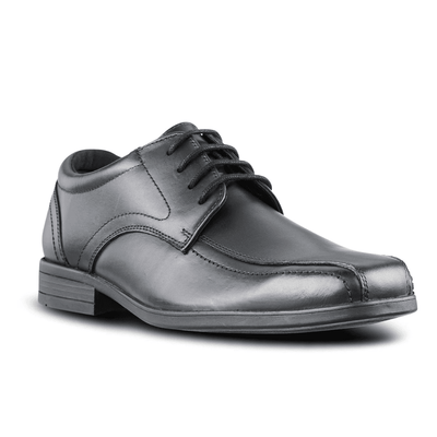 Term Edward Lace Up Boys School Shoes - Black Leather - Black
