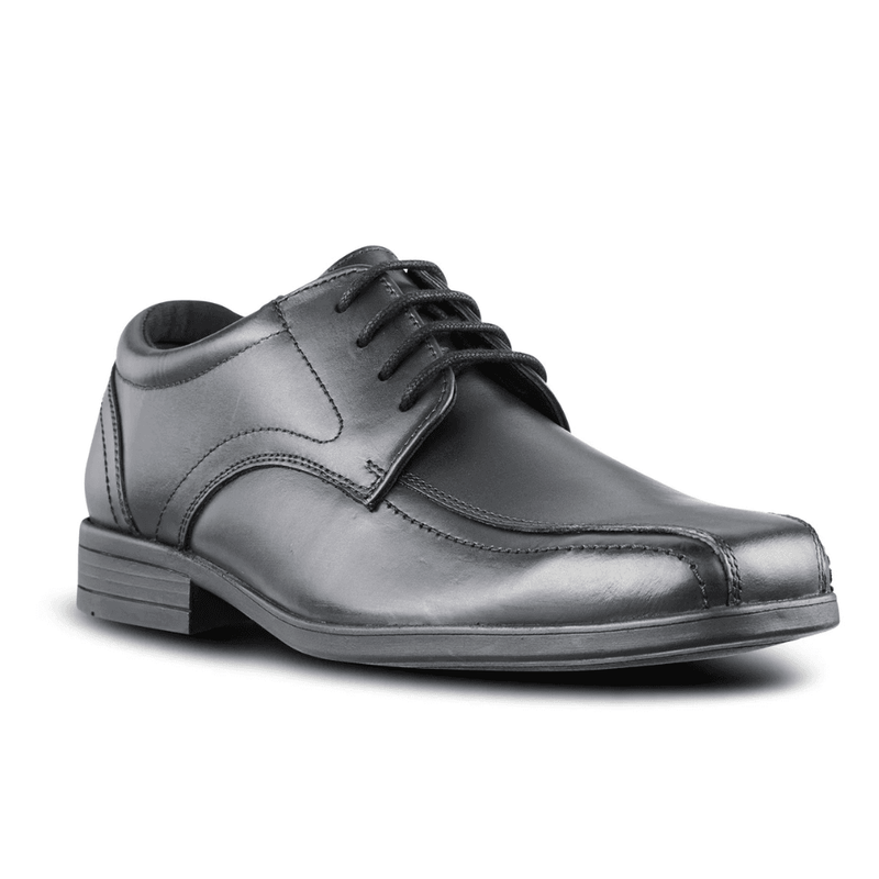 Term Edward Lace Up Boys School Shoes - Black Leather - Black