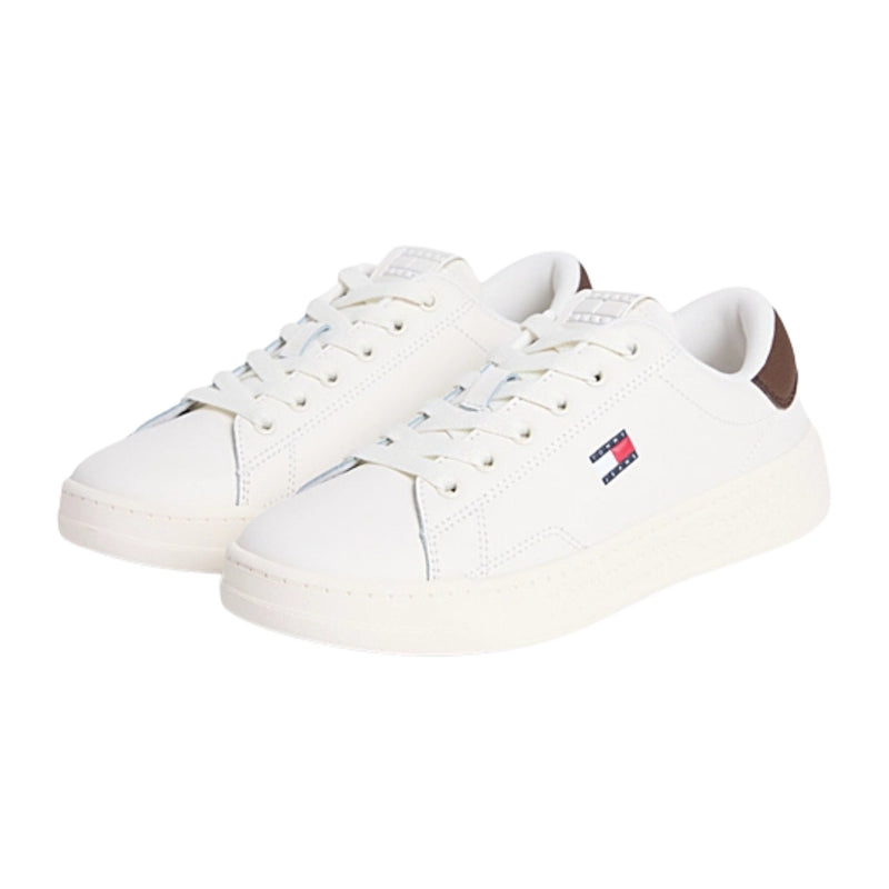 Womens Tommy Hilfiger Ecru Debossed Logo Cupsole Trainers - Ecru
