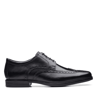 Clarks Men's Howard Wing Black Leather Smart Shoe - Black