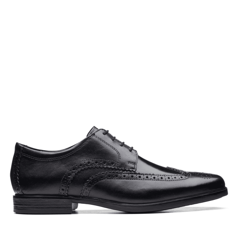 Clarks Men's Howard Wing Black Leather Smart Shoe - Black