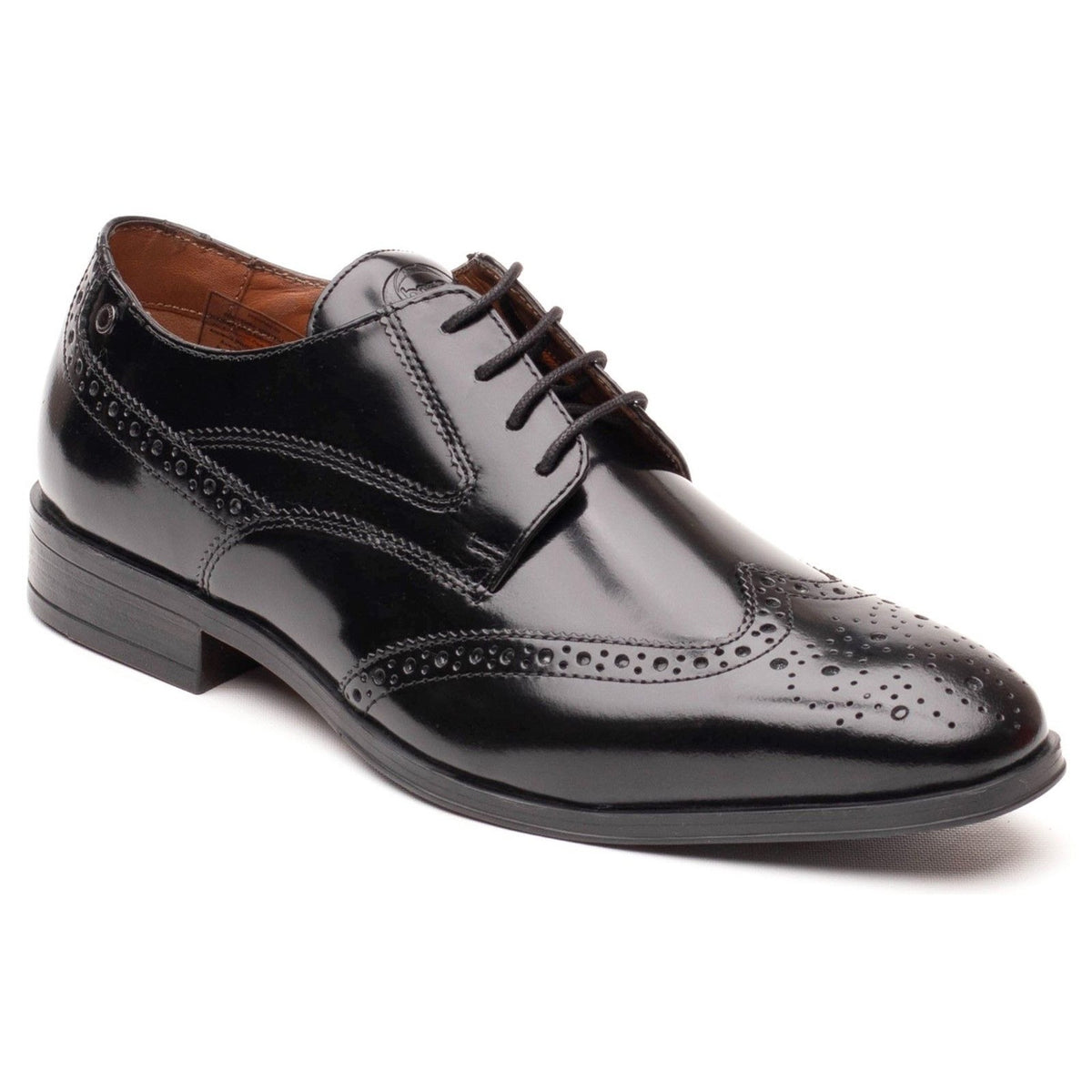 Mens Base London Steeple Hi Shine Black Formal Lace-up Shoes