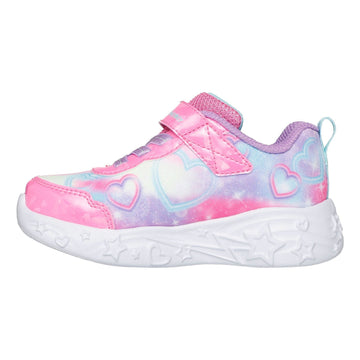 Toddler Girls Skechers S-Lights Unicorn Charmer - Lil Heart Sparkles Trainers - Pink