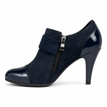 Womens Redz F2214 Flare Heel Shoe Boots - Navy